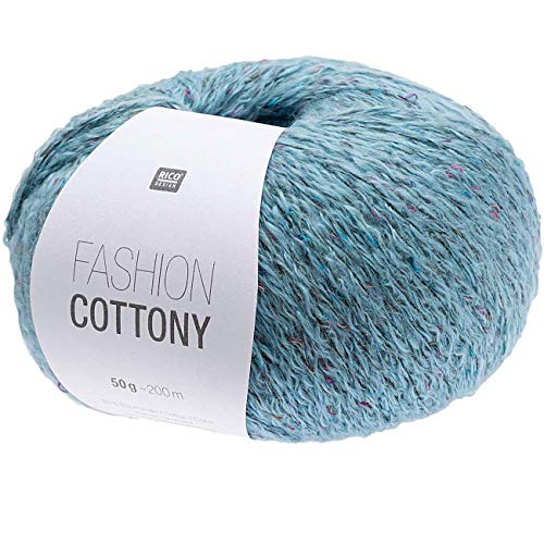 Rico Design Fashion Cottony Blau (003), weiches Baumwollmischgarn, Sommerwolle zum Stricken oder Häkeln von Rico Design