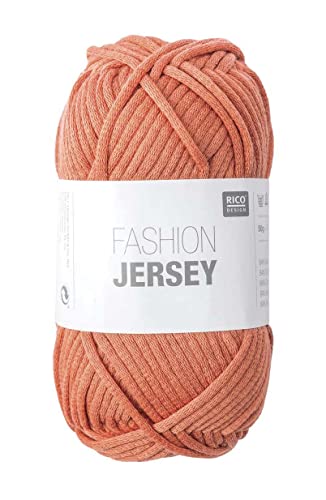 Rico Design Fashion Jersey | Schlauchgarn Jerseywolle terracotta zum Stricken und Häkeln | Jersey Bändchengarn Sommerwolle (17 terracotta) von Rico Design