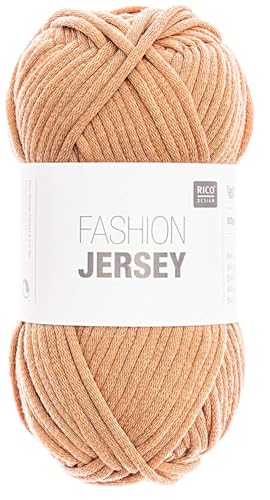Rico Design Fashion Jersey | Schlauchgarn Jerseywolle zum Stricken und Häkeln | Jersey Bändchengarn Sommerwolle (19 hellbraun) von Rico Design