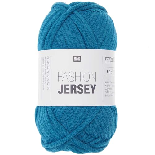 Rico Design Fashion Jersey | Schlauchgarn Jerseywolle zum Stricken und Häkeln | Jersey Bändchengarn Sommerwolle (28 petrol) von Rico Design