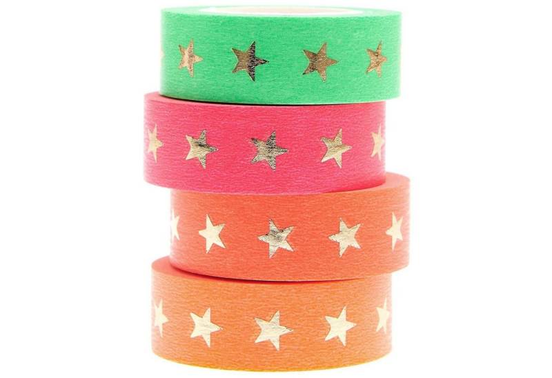 Rico Design Klebeband Paper Poetry Tape Set Sterne neon 4-teilig (4-St) von Rico Design