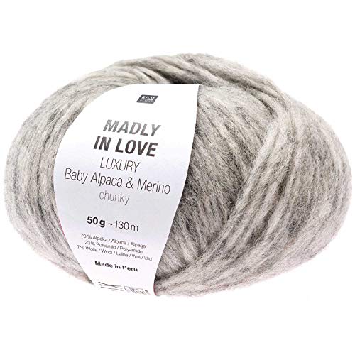 Rico Design Madly In Love Luxury Baby Alpaca & Merino Chunky Farbe 003 Hellgrau, Wolle aus Babyalpakawolle und Merinowolle zum Stricken oder Häkeln Rico Design Madly In Love Luxury Baby Alpaca & Merino Chunky Farbe 003 Hellgrau, Wolle aus Babyalpakawolle und Merinowolle zum Stricken oder Häkeln von Universal Yarn