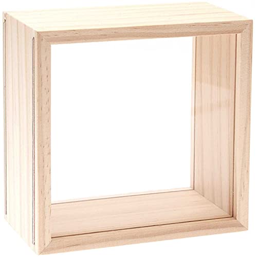 Rico Design Objektkasten mit 2 Acrylscheiben Holz Natur 13x13x8cm 13 x 13 x 8 cm von Rico Design