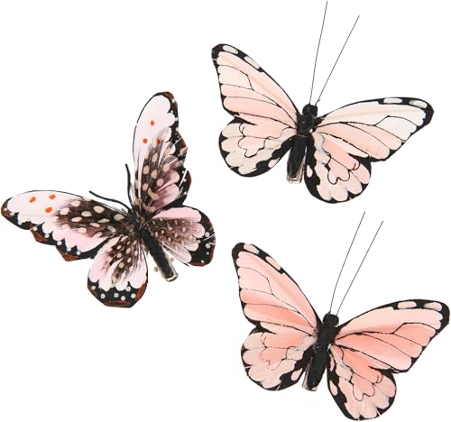 Rico Design Schmetterling mit Clip Dekostecker Frühling Set Dekofigur Tischdeko Fensterbank Garten Dekoaccessoire Schmetterlingsclip Kreatives Basteln Frühlingsdeko Innenbereich Altrosatöne von Rico Design