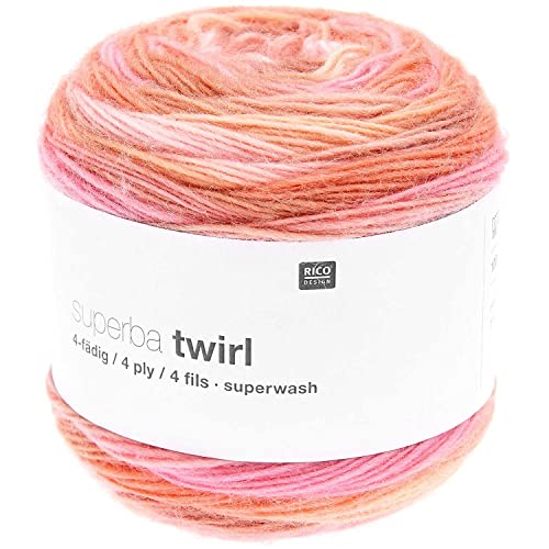 Rico Design Superba Twirl | Sockenwolle 4fädig mit Farbverlauf | Sockengarn zum Stricken für zwei unterschiedliche Socken | 100g (03) von Rico Design