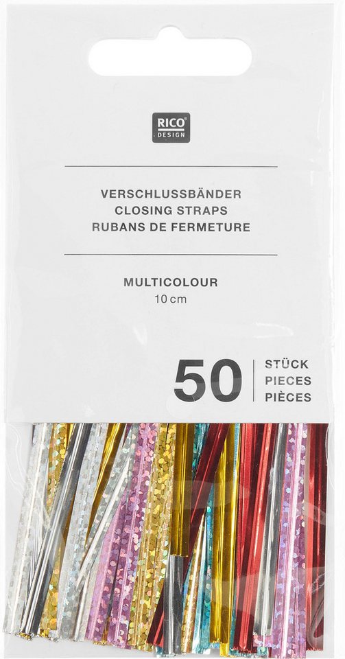 Rico Design Verschlussklammer Verschlussstreifen Bunt, 50 Stück von Rico Design