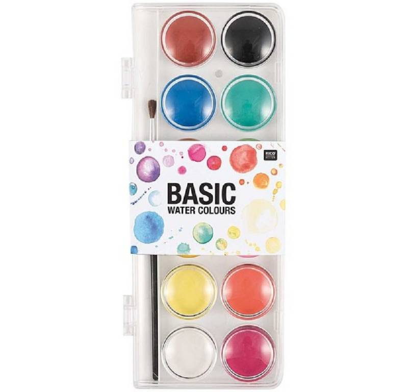 Rico Design Wasserfarbe Basic Watercolours 12 Farben, inkl. Pinsel von Rico Design