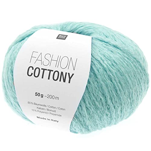 Rico Design Wolle Fashion Cottony | Sommerwolle zum Häkeln und Stricken | weiches leichtes Baumwollmischgarn mit 85% Baumwolle (16 aquamarin) von Rico Design