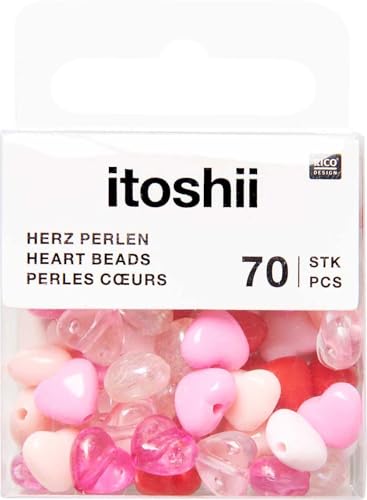 Rico Design itoshii Perlen Herzen 70 Stk. 8mm breit 9mm lang 5mm stark Kunststoff ganzjährig geeignet Rosa-Mix Rico Design itoshii Perlen Herzen 70 Stk. 8mm breit 9mm lang 5mm stark Kunststoff ganzjährig geeignet Rosa-Mix von Rico Design