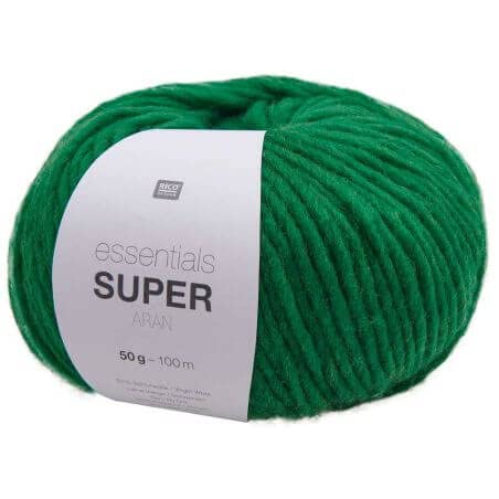 Rico Essentials Super Aran, dicke Wolle Nadelstärke 5, Dochtgarn zum Stricken und Häkeln, 50g 100m (13 grün) von Rico Design