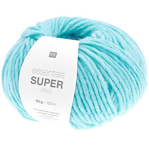 Rico Essentials Super Aran, dicke Wolle Nadelstärke 5, Dochtgarn zum Stricken und Häkeln, 50g 100m (18 türkis) von Rico Design