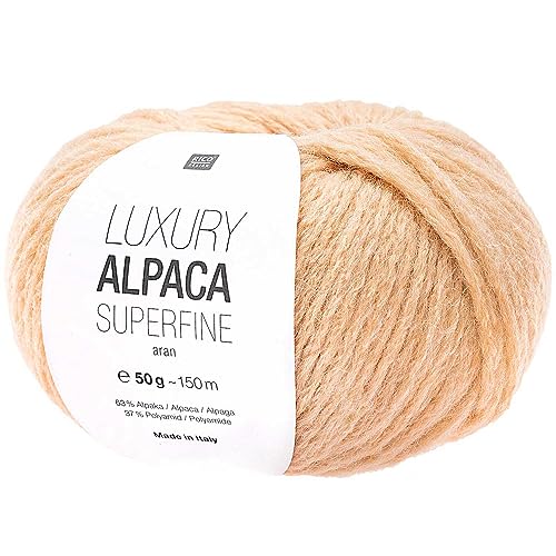Rico Luxury Alpaca Superfine Aran | Weiche Alpakawolle apricot zum Stricken und Häkeln | Wolle Nadelstärke 5 bis 6 mm (020 Apricot) von Rico Design