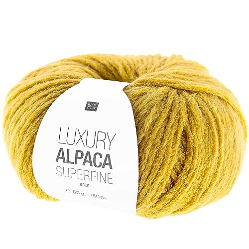 Rico Luxury Alpaca Superfine Aran | Weiche Alpakawolle gelb zum Stricken und Häkeln | Wolle Nadelstärke 5 bis 6 mm (011 Senf) von Rico Design