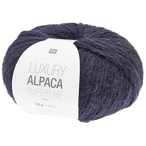 Rico Luxury Alpaca Superfine Aran | Weiche Alpakawolle marine blau zum Stricken und Häkeln | Wolle Nadelstärke 5 bis 6 mm (024 Marine) von Rico Design