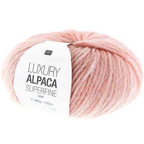 Rico Luxury Alpaca Superfine Aran | Weiche Alpakawolle puder rosa zum Stricken und Häkeln | Wolle Nadelstärke 5 bis 6 mm (012 Puder) von Rico Design