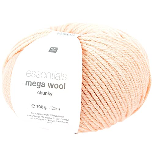 Rico Mega Merino Puder Wool Chunky Fb. 03, Dicke Merinowolle zum Stricken, Häkeln von Rico Design