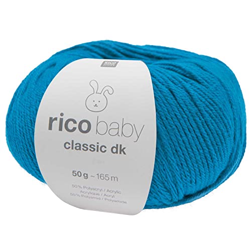 Rico Wolle Baby Classic dk | Babywolle blau, weich und pflegeleicht zum Stricken oder Häkeln | 50% Polyamid, 50% Polyacryl | 50g 165m Nadelstärke 3,5-4 mm (079 azur) von Rico Design