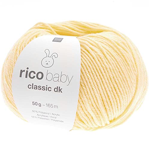 Rico Wolle Baby Classic dk | Babywolle gelb, weich und pflegeleicht zum Stricken oder Häkeln | 50% Polyamid, 50% Polyacryl | 50g 165m Nadelstärke 3,5-4 mm (080 vanille) von Rico Design