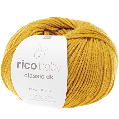 Rico Wolle Baby Classic dk | Babywolle weich und pflegeleicht zum Stricken oder Häkeln | 50% Polyamid, 50% Polyacryl | 50g 165m Nadelstärke 3,5-4 mm (069 senf) von Rico Design