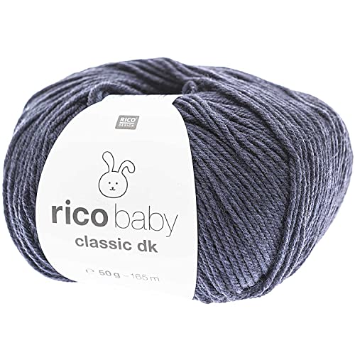 Rico Wolle Baby Classic dk | blaue Babywolle weich und pflegeleicht zum Stricken oder Häkeln | 50% Polyamid, 50% Polyacryl | 50g 165m Nadelstärke 3,5-4 mm (061 nachtblau) von Rico Design