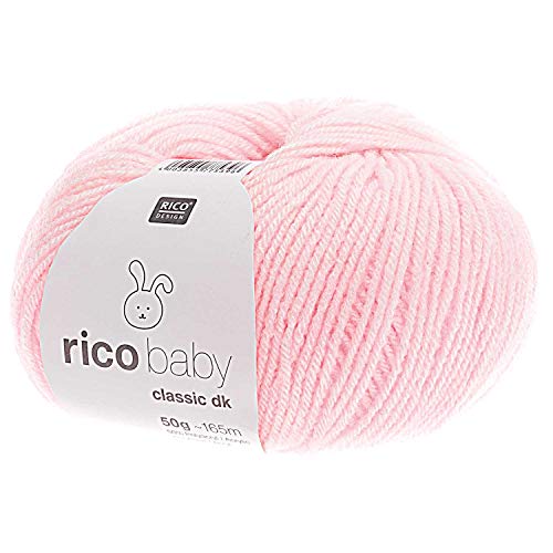 Rico Wolle Baby Classic dk | rosa Babywolle weich und pflegeleicht zum Stricken oder Häkeln | 50% Polyamid, 50% Polyacryl | 50g 165m Nadelstärke 3,5-4 mm (004 rosa) von Rico Design