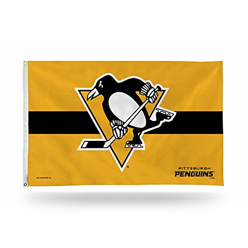 Pittsburgh Pinguin-Logo mit Streifen-Banner-Flagge. von Rico Industries