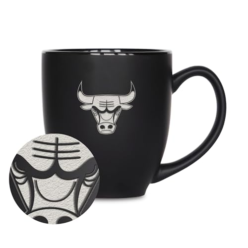 Rico Industries NBA Basketball Chicago Bulls Primary 425 ml Lasergravur Mattschwarze Keramik-Bistro-Tasse – für heiße oder kalte Getränke Rico Industries NBA Basketball Chicago Bulls Primary 425 ml Lasergravur Mattschwarze Keramik-Bistro-Tasse – für heiße oder kalte Getränke von Rico Industries