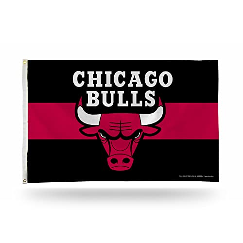Rico Industries NBA Basketball Chicago Bulls schwarz mit roten Streifen 90 x 150 cm Banner Flagge einseitig – für drinnen oder draußen – Heimdekoration von Rico Industries