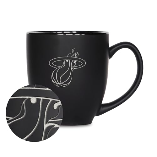 Rico Industries NBA Basketball Miami Heat Primary 425 ml Lasergravur Mattschwarze Keramik-Bistro-Tasse – für heiße oder kalte Getränke Rico Industries NBA Basketball Miami Heat Primary 425 ml Lasergravur Mattschwarze Keramik-Bistro-Tasse – für heiße oder kalte Getränke von Rico Industries