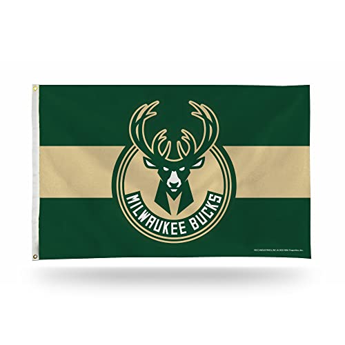 Rico Industries NBA Basketball Milwaukee Bucks grün mit khakifarbenen Streifen, 90 x 150 cm, Banner, Flagge, einseitig – für drinnen und draußen – Heimdekoration Rico Industries NBA Basketball Milwaukee Bucks grün mit khakifarbenen Streifen, 90 x 150 cm, Banner, Flagge, einseitig – für drinnen und draußen – Heimdekoration von Rico Industries