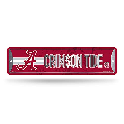 Rico Industries NCAA Alabama Crimson Tide Heimdekoration Metall-Straßenschild (10,2 x 38,1 cm) – ideal für Zuhause, Büro, Schlafzimmer und Männerhöhle – hergestellt von Rico Industries