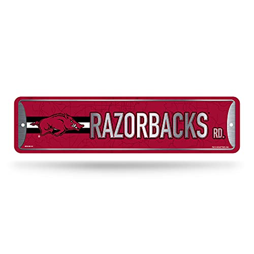 Rico Industries NCAA Arkansas Razorbacks Home Decor Metall Straßenschild (10,2 x 38,1 cm) – ideal für Zuhause, Büro, Schlafzimmer und Männerhöhle – hergestellt von Rico Industries