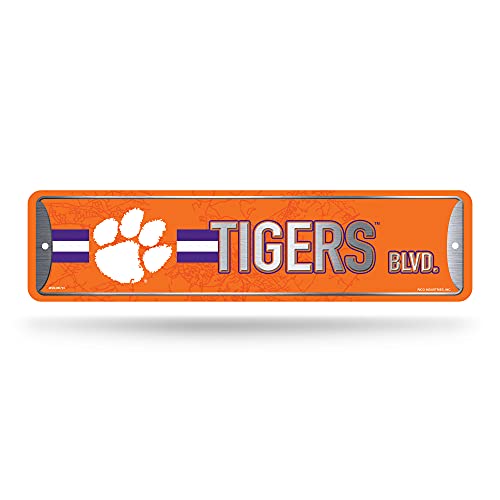 Rico Industries NCAA Clemson Tigers Heimdekoration Metall-Straßenschild (10,2 x 38,1 cm) – ideal für Zuhause, Büro, Schlafzimmer und Männerhöhle – hergestellt von Rico Industries