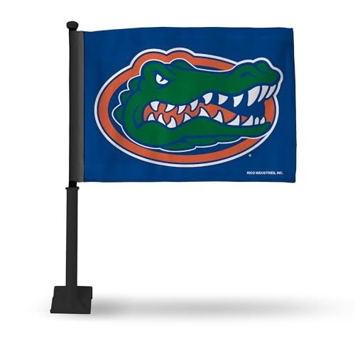 Rico Industries NCAA Florida Gators Primary doppelseitige Autoflagge mit schwarzem Stab, 40,6 x 48,3 cm, starke Stange, die an Auto/LKW/Auto eingehakt werden kann von Rico Industries