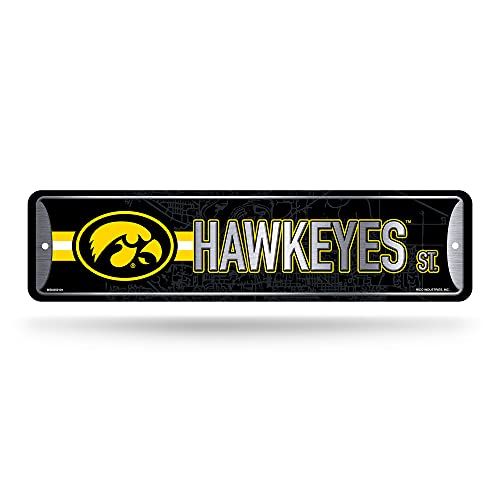 Rico Industries NCAA Iowa Hawkeyes Home Decor Metall-Straßenschild (10,2 x 38,1 cm) – ideal für Zuhause, Büro, Schlafzimmer und Männerhöhle – hergestellt von Rico Industries