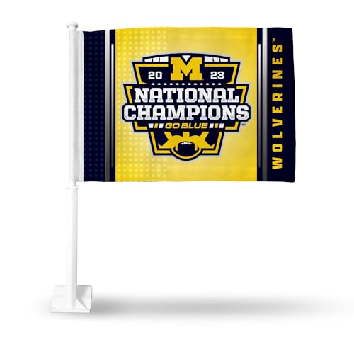 Rico Industries NCAA Michigan Wolverines 2024 CFP National Champions doppelseitige Autoflagge – 40,6 x 48,3 cm – starke Stange zum Einhaken an Auto/LKW/Auto von Rico Industries