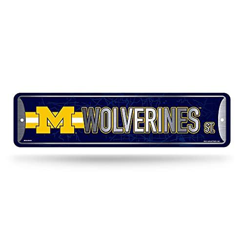 Rico Industries NCAA Michigan Wolverines Straßenschild aus Metall (10,2 x 38,1 cm) – ideal für Zuhause, Büro, Schlafzimmer und Männerhöhle – hergestellt von Rico Industries