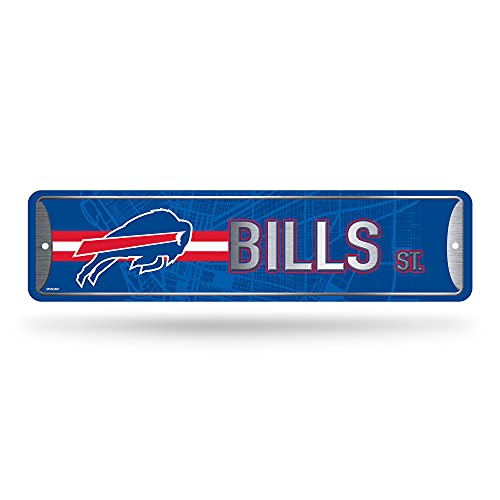 Rico Industries NFL Buffalo Bills Home Decor Metall-Straßenschild (10,2 x 38,1 cm) – ideal für Zuhause, Büro, Schlafzimmer und Männerhöhle – hergestellt, Silber von Rico Industries