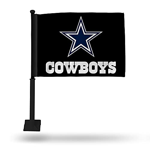 Rico Industries NFL Dallas Cowboys schwarze Autoflagge mit schwarzem Mast – 40,6 x 48,3 cm – starker Stock, der an Auto/LKW/Auto befestigt wird von Rico Industries