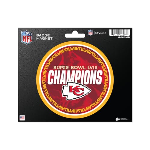 Rico Industries NFL Football Kansas City Chiefs 2024 Super Bowl LVIII Champions runder Magnet zum Präsentieren auf Kühlschrank/Fahrzeug/Schließfach von Rico Industries