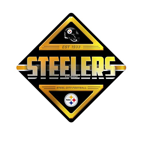 Rico Industries NFL Pittsburgh Steelers Metal Crossing Sing – Heimdekoration, perfekt für Schlafzimmer, Männerhöhle, Garage, Silber von Rico Industries