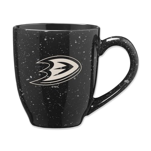 Rico Industries NHL Hockey Anaheim Ducks Black 473 ml Team Color Lasergravur gesprenkelt Keramik Kaffeetasse von Rico Industries