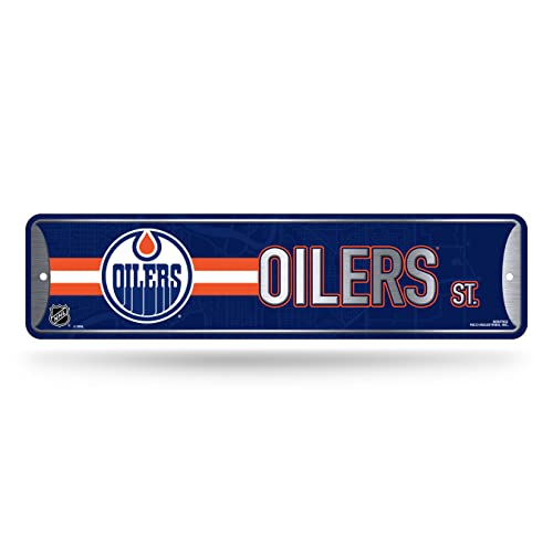 Rico Industries NHL Hockey Edmonton Oilers Metall-Straßenschild 10,2 x 38,1 cm, Heimdekoration – Schlafzimmer – Büro – Männerhöhle von Rico Industries