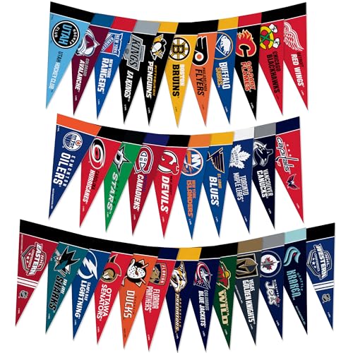 Rico Industries NHL Hockey Komplettes 34-teiliges Liga-Set, 10,2 x 22,9 cm, Filz-Mini-Wimpel (Set enthält Wimpel für jedes NHL-Team und 2 Konferenzen) von Rico Industries