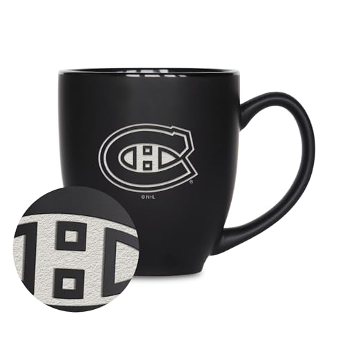 Rico Industries NHL Hockey Montreal Canadiens Tasse mit Lasergravur, mattschwarz, Keramik, Bistro-Tasse, 473 ml, für heiße oder kalte Getränke Rico Industries NHL Hockey Montreal Canadiens Tasse mit Lasergravur, mattschwarz, Keramik, Bistro-Tasse, 473 ml, für heiße oder kalte Getränke von Rico Industries