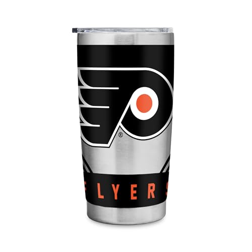 Rico Industries NHL Hockey Philadelphia Flyers Edelstahlbecher mit Deckel, 590 ml, ideal für Kaffee, Tee, Wasser oder Cocktails von Rico Industries