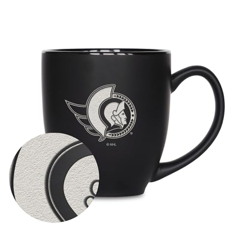 Rico Industries NHL Hockey Philadelphia Flyers Tasse mit Lasergravur, Keramik, für heiße oder kalte Getränke, Mattschwarz, 425 ml von Rico Industries