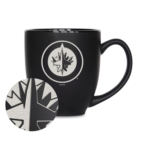 Rico Industries NHL Hockey Winnipeg Jets Bistrobecher, 425 ml, lasergraviert, mattschwarz, Keramik, für heiße oder kalte Getränke Rico Industries NHL Hockey Winnipeg Jets Bistrobecher, 425 ml, lasergraviert, mattschwarz, Keramik, für heiße oder kalte Getränke von Rico Industries