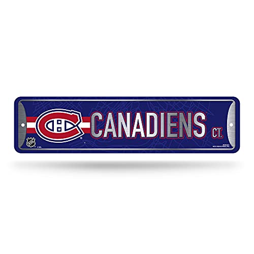 Rico Industries NHL Montreal Canadiens Home Decor Metall Straßenschild (10,2 x 38,1 cm) – ideal für Zuhause, Büro, Schlafzimmer und Männerhöhle – hergestellt von Rico Industries