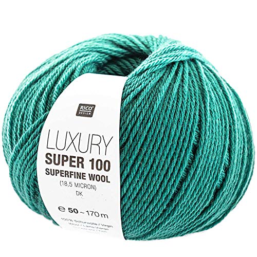 Rico Luxury Super 100, Fb. 09 grün, Wolle superfine wool 18,5 micron zum Stricken & Häkeln von Rico Design